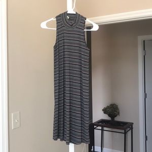 Midi mock neck stripped dress